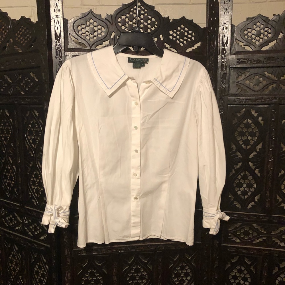 Vintage White puffed Sleeve Blouse